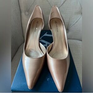 Anne Klein Patent Pointed-Toe Pumps in Beige